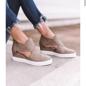 Cut out wedge sneaker bootie